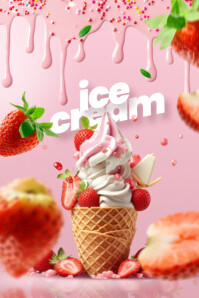 Pink 3d Ice Cream Poster 海报 template