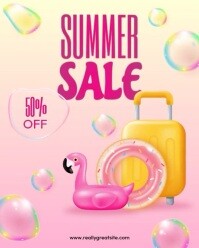 Pink 3D Illustrated Playful Summer Sale Instagram Post template