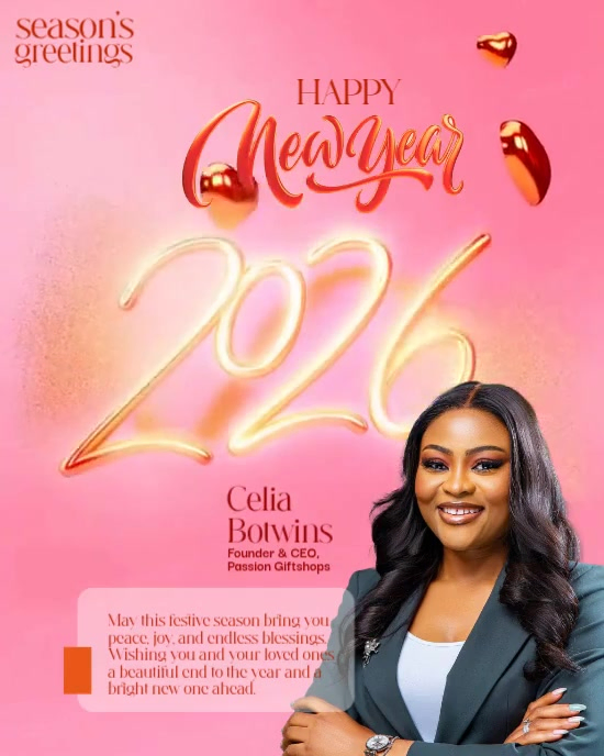 Pink 3D Joyful 2026 Happy New Year Flyer Templat | PosterMyWall