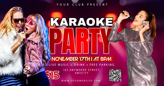 Pink 3d Karaoke Party Gambar Bersama Facebook template