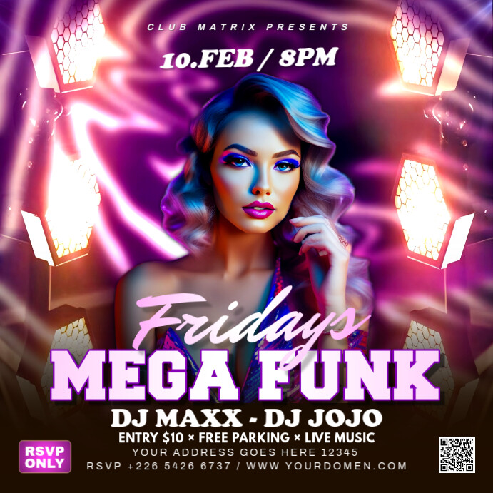 Pink 3d Mega Funk Fridays  Square (1:1) template