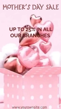 Pink 3d Mother's Day Sale 25% Off Digital Display (9:16) template