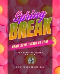 Pink 3d Spring Break Instagram Portrait template