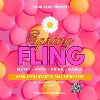 Pink 3d Spring Fling Persegi (1:1) template