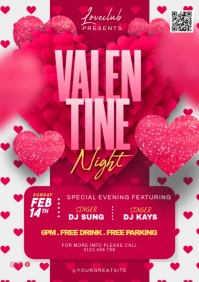 Pink 3d Valentine's Day Party A5 template