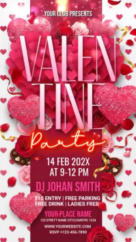 Pink 3d Valentines Party Instagram Story template