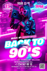Pink 90s Music Event Banner 4' × 6' Video template