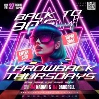 pink 90s throwback neon club party event design template Square (1:1)
