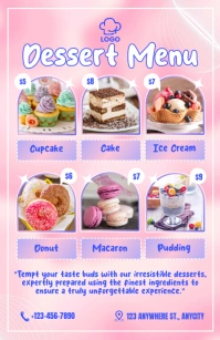 Pink Abstract Dessert Menu Tabloid 小报 template