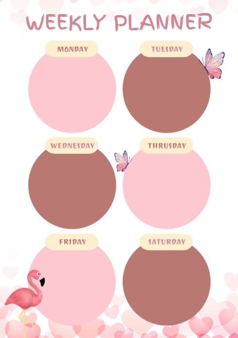 Pink Aesthetic Weekly Planner Printable A4 template