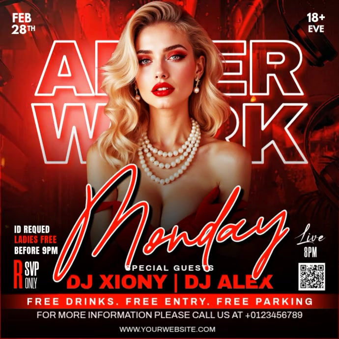 Pink After Work Party Square Template | PosterMyWall