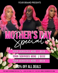 Pink and black Maximalist mothers day may booking flyer Instagram Portrait template
