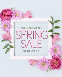Pink and Blue Delicate Floral Spring Sale Instagram Post template