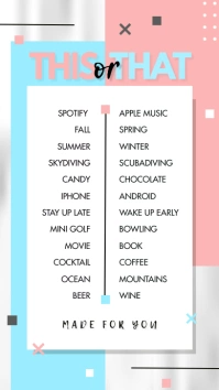 Pink and Blue This or That Instagram Story template