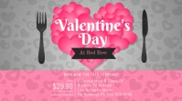 Pink and Grey Valentine Dinner Landscape Image 数字显示屏 (16:9) template