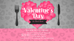 Pink and Grey Valentine Dinner Landscape Image Digitalt display (16:9) template