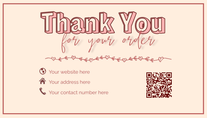 Copy of Pink and Peach Thank you for your order card | PosterMyWall