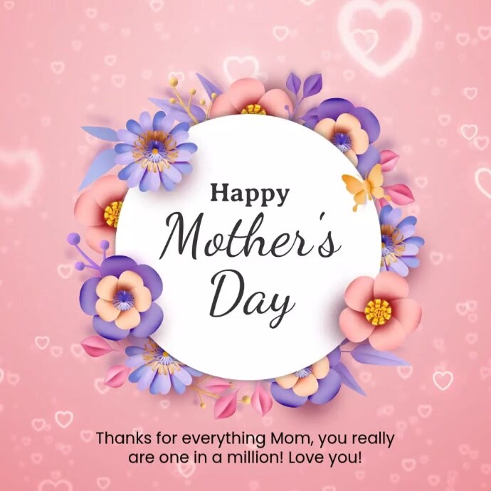 Pink and purple Flowers Mother's day wishes Template | PosterMyWall