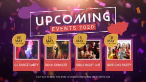 Pink and Purple Upcoming Events Digital Displ Digitale display (16:9) template