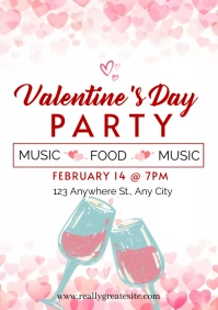 Pink and Red Valentine's day poster A2 template