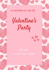 Pink and Red Valentine's Party Poster A2 template