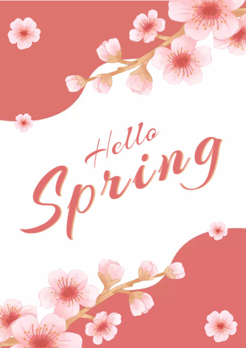 Pink and White Floral Hello Spring Template | PosterMyWall