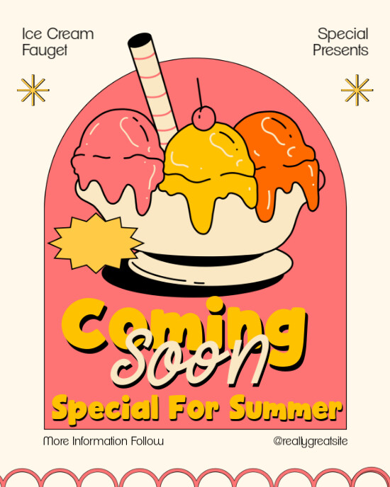 Pink and White Instagram Post Ice Cream Store Coming Soon template