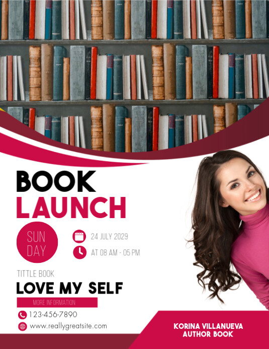 Pink And White Modern Book Launch Flyer Template | PosterMyWall