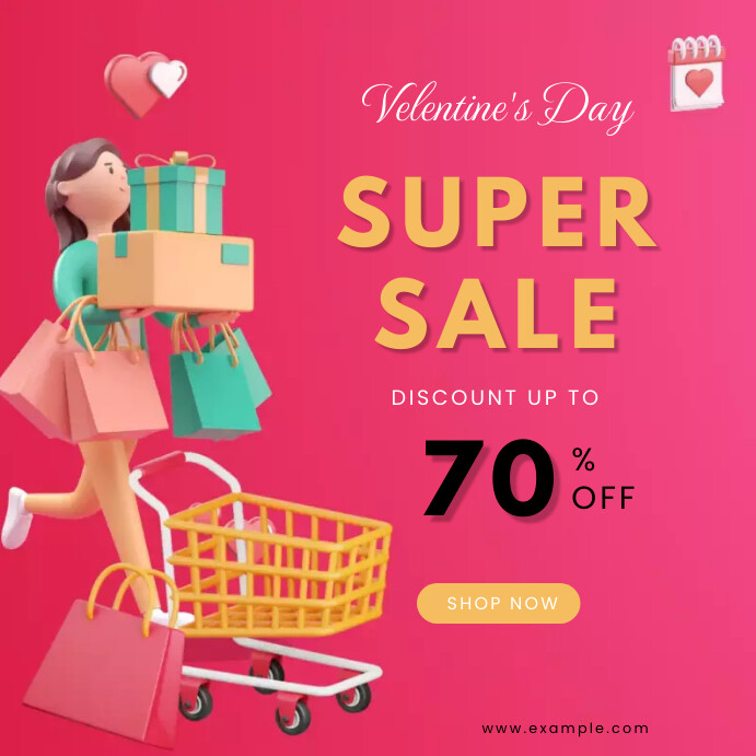 Pink And White Modern Special Promotion Valen Template | PosterMyWall