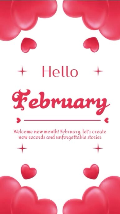 Copy of Pink and White Simple Hello February Mobile Video | PosterMyWall