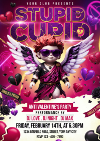 Pink Anti-Valentine's Party A6 template