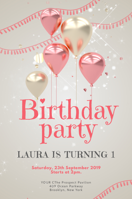 Pink Baby Girl Birthday Party Invitation Template Postermywall