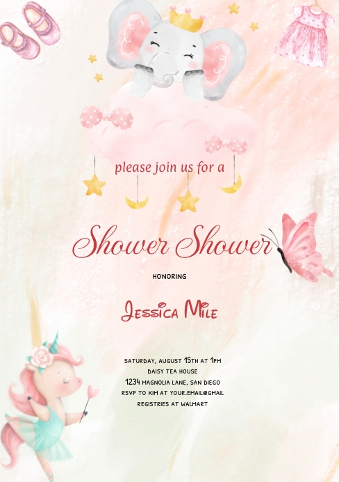 Pink Baby Shower Invitation A5 template