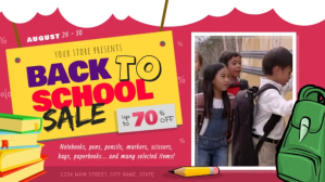 Pink Back to School Sale Facebook Cover Video Facebook-covervideo (16:9) template