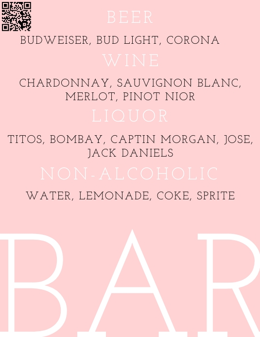 Pink Bar Menu Templet Folder (US Letter) template