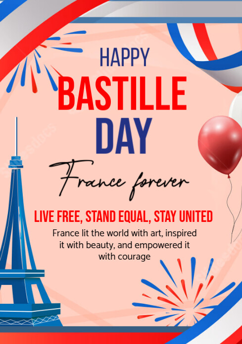 Pink  Bastille Day  A4 template