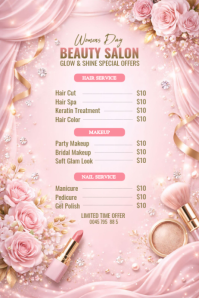 Pink Beauty Salon Women's Day Offers Poster Template