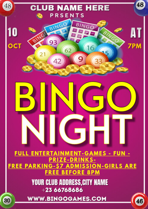 Pink Bingo Night A2 Template | PosterMyWall