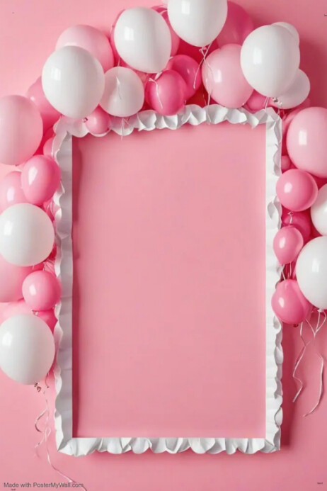 Pink Birthday Balloon Celebration Frame Template | PosterMyWall