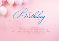 Pink Birthday Card Template Poskaart