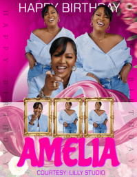 Pink Birthday Celebration Flyer template