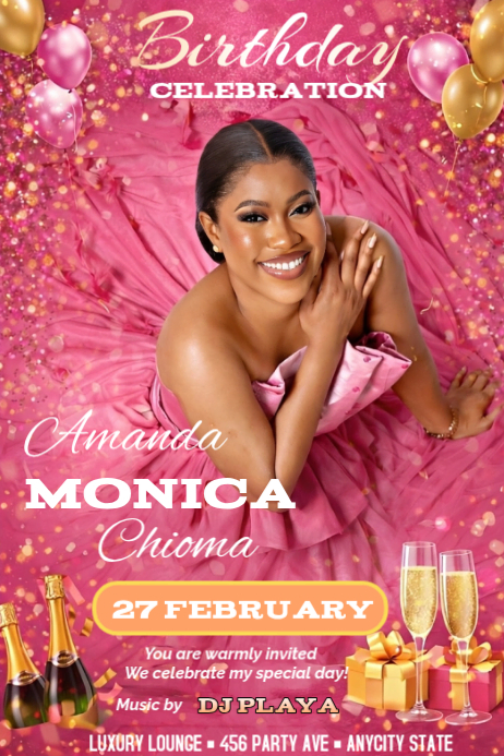 Pink Birthday Celebration Poster Template | PosterMyWall