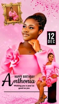 Pink Birthday Flyer Instagram Story template