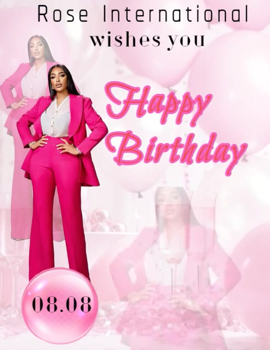 Pink birthday flyer 传单(美国信函) template