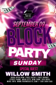 Cor-de-rosa Block Party Poster Template