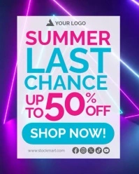Pink Blue Bold Modern Summer Sale Last Chance Ad Flyer Template Instagram Portrait Video