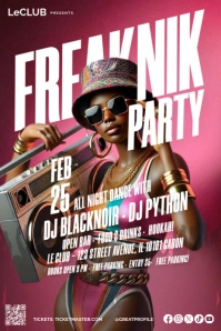 Pink Boom Box Sound Machine Freaknik Party Poster Affiche template