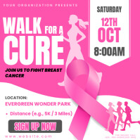 Pink Breast Cancer Awareness Walk โพสต์บน Instagram Template