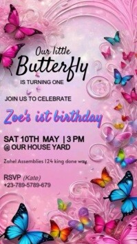 Red First Birthday Invitation Instagram-verhaal Template