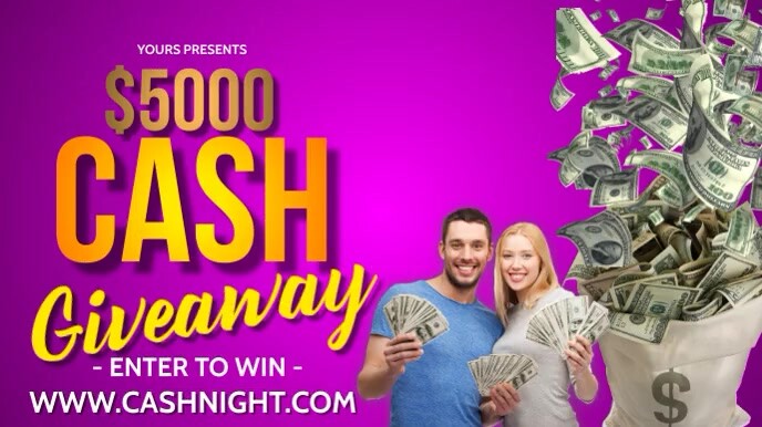 Pink  Cash Giveaway Digital Display (16:9) template